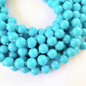 NEW! Matte Turquoise Faux Pearl Bead Necklace & Earrings Set 100 in. Long Length